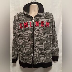 Eminem Y2K Camo All Over Print Full Zip Hoodie Sweatshirt Adult M Gray Rap God
